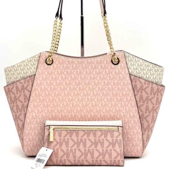 Michael Kors Large Jet Set Travel Shoulder Bag & Trifold Wallet Light Pink Multi - Picture 5 of 13